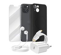 Pack Essentiel pour iPhone 13 Coque, Verre, Chargeurs, écouteurs (5 pièces)