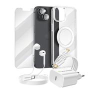 Pack Essentiel pour iPhone 13 Coque, Verre, Chargeurs, écouteurs (6 pièces),