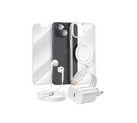 Pack Essentiel pour iPhone 13 Coque, Verre, Chargeurs, écouteurs (6 pièces) Transparent