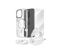 Pack Essentiel pour iPhone 15 Pro Coque, Verre, Chargeur, Ecouteurs (5 pièces) Argent