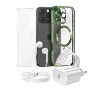 Pack Essentiel pour iPhone 16 Pro Max Coque, Verre, Chargeur, Écouteurs (5