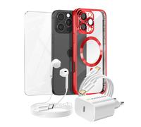 Pack Essentiel pour iPhone 16 Pro Max Coque, Verre, Chargeur, Écouteurs (5