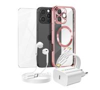 Pack Essentiel pour iPhone 16 Pro Max Coque, Verre, Chargeur, Écouteurs (5
