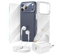 Pack Essentiel pour iPhone 17 Pro Coque, Verre, Chargeurs, écouteurs (6 pièces),