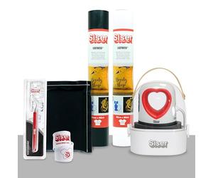 Pack Essentiel Siser Baby Press - Comprend une mini-presse à chaud, 5 rouleaux de vinyle thermocollant EasyWeed ainsi que des accessoires d'application et de transfert.
