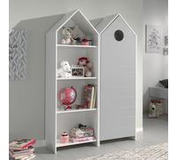 Pack - Étagère & Armoire 4 Niveaux "Casami" 171cm Blanc & Gris