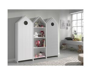 Pack - Étagère Enfant & 2 Armoires "Casami" Blanc & Gris