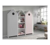 Pack - Étagère Enfant & 2 Armoires "Casami" Blanc, Gris & Rose