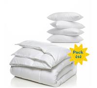 PACK ÉTÉ Couette Blue Moon 220x240 cm + 4 Oreillers 60x60 - 200g/m² - Confort Hypoallergénique - Fabriqué en Belgique