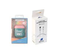 Pack étui Airpods Good Vibes + câble de données USB-Lightning MFI