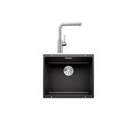 Pack évier et mitigeur - BLANCO - SUBLINE 500-U - Silgranit noir - Mitigeur Lanora inox brossé - Sous-plan 1 bac 53x46 cm