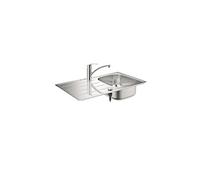 GROHE Eurosmart - Set Évier avec égouttoir et robinetterie 860x500 acier inoxydable satiné / chrome