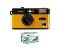 KODAK Pack F9 Argentique + Pellicule 400 ASA - Appareil Photo Rechargeable 35mm Jaune, Objectif Grand Angle Fixe, Viseur Optique, Flash Intégré + Pellicule APX 00, 36 Poses