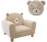 Pack : Fauteuil enfant ours beige + Coussin rond ours beige