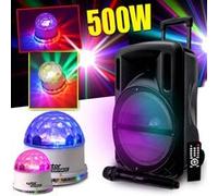 pack fiesta 2 jeux enceinte mydj djoon 500w à led rvb + 2 boules wh sunmagic