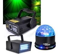 PACK FIESTA Jeux de lumière LED LytOr SUNMAGIC RVB + LEDSTROBE + LAS Effet Rouge/Vert