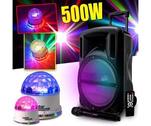 Pack FIESTA - MYDEEJAY - DJOON 500W - LED RVB - Boomer 30 cm - Batterie rechargeable 3-5h