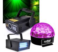 PACK FIESTA SIXMAGIC + LEDSTROBE + Laser Rouge/Vert