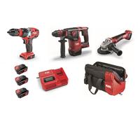 Pack FLEX 3 machines meuleuse, perforateur, perceuse 3 batteries + chargeur + sac 921134