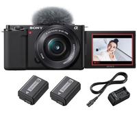 Pack Fnac Appareil photo hybride Vlogging Sony ZV-E10 + E PZ 16-50mm f/3,5-5,6 OSS II + 2ème batterie + Chargeur de batterie