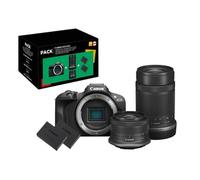 Pack Fnac Darty Appareil photo hybride Canon EOS R100 Noir + RF-S 18-45mm f/4.5-6.3 IS STM + RF-S 55-210mm f/5-7.1 IS STM + 2eme batterie + chargeur