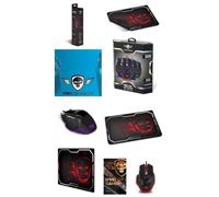 PACK GAMER 2 EN 1 - S.O.G - PRO-M8 - Tapis souris Red Smokey Skull - Souris RGB 7 boutons - 3500 DPI