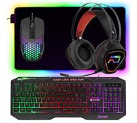 Pack Gamer 4 en 1 FURY HELLFIRE Clavier, Souris, Tapis, Casque Retro-éclairage RGB