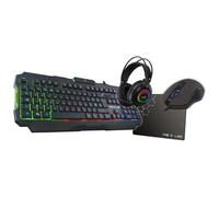 Pack combo gaming GLAB ACTINIUM - Clavier casque souris tapis gaming - Complet et précis - RGB - Anti-ghosting - Noir G