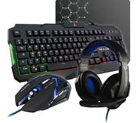 Pack Gamer 4 en 1 - The G-Lab - COMBO ARGON - Souris Filaire - Clavier Filaire - Casque Filaire - Tapis de Souris