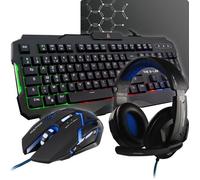 Pack Gamer 4 en 1 - The G-Lab - COMBO ARGON - Souris Filaire - Clavier Filaire - Casque Filaire - Tapis de Souris