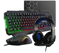 Pack Gamer 4 en 1 - The G-Lab - COMBO ARGON - Souris Filaire - Clavier Filaire - Casque Filaire - Tapis de Souris