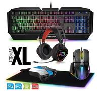 Generique - Pack gamer clavier, souris, casque, convertisseur, tapis LED pour Switch, XB1, PS4, PC