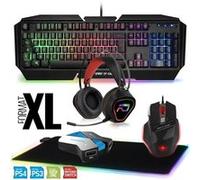 Generique - Pack gamer clavier, souris, casque, convertisseur, tapis LED pour Switch, XB1, PS4, PC