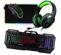 Pack Gamer Clavier Souris Tapis XL Casque Pro-H3 Vert