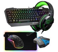 Pack Gamer Full Cheater Clavier Souris Tapis XL Casque Pro-H3 Vert Convertisseur