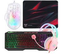 Pack Gamer Girl Power avec Clavier, Souris, Casque et Tapis - Performance et Style Féminin