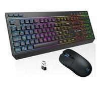 The G-Lab - Combo Tungsten EX - Pack Clavier Souris sans Fil - Triple Connexion 2.4GHz/ BT/Filaire - Clavier Gamer AZERTY FR, RGB & Macros Custom - Souris Gaming sans Fil 6400DPI - PC/PS4/PS5