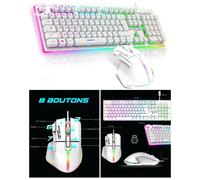 Pack GAMER Blanc filaire Spirit of Gamer RGB PRO + SOURIS filaire + CLAVIER semi mécanique filaire
