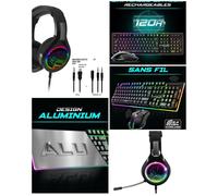 Pack Gamer ULTIMATE 600 - WIRELESS - Clavier, Souris, Casque - RGB - 4800 DPI - Autonomie 120 heures