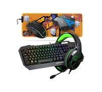 Pack Gamer Ultimate Clavier Souris Tapis Casque Pro-H3 Vert Convertisseur Multiplateforme