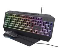 Pack gaming 3 en 1 Trust Duox Clavier Azerty souris et tapis Noir Noir E