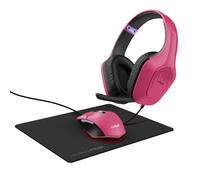 Trust Gaming Tridox Pack PC Gamer 3-en-1 - Casque Léger 50 mm, Audio Jack 3.5 mm, Souris Gamer Filaire 200-6400 DPI, Tapis Kit Pink