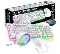 Pack Gaming 4 en 1 Clavier Souris Casque Convertisseur Ultimate 600 Blanc Artic