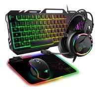 Pack gaming 4 en 1 Clavier + Souris + Tapis de souris + Casque Spirit Of Gamer Ultimate 300 Noir