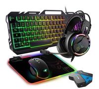 Pack Gaming 5 en 1 Clavier Souris Casque Tapis Convertisseur Ultimate 300 Dark