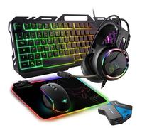 Pack Gaming 5 en 1 Clavier Souris Casque Tapis Convertisseur Ultimate 300 Dark