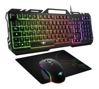 Pack gaming Clavier, Souris et tapis PRO-MK5 rétro éclairé RGB - Souris 7 boutons 6200 dpi - Clavier Semi-méca
