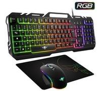 Spirit of Gamer - Pack 3-en-1 PRO-MK5 - Clavier RGB Anti-Ghosting/Souris 7 boutons 6400 DPI/Tapis