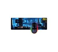 Pack gaming PG-15-Starcity Souris filaire SO-4 + Tapis de souris AS-210 Noir et Bleu