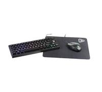 Pack Gaming PG-7 clavier compact Azerty TKL Noir + souris optique + tapis de souris